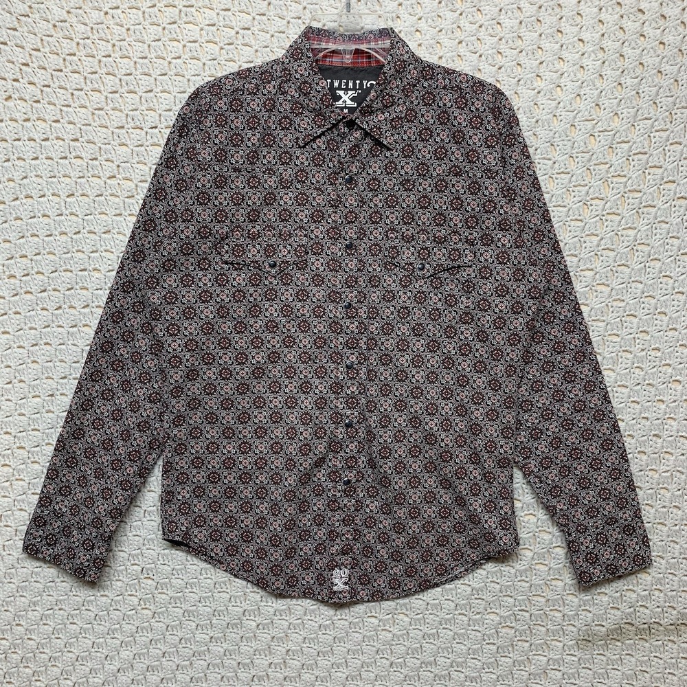Twenty X 20X Pearl Snap Western Shirt Mens M Long Sleeve Geometric Cowboy‎ Rodeo